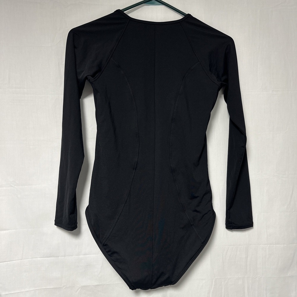 Athleta Cortes Long Sleeve One Piece Swimsuit Black Zip Front Padded Beach - Picture 4 of 7